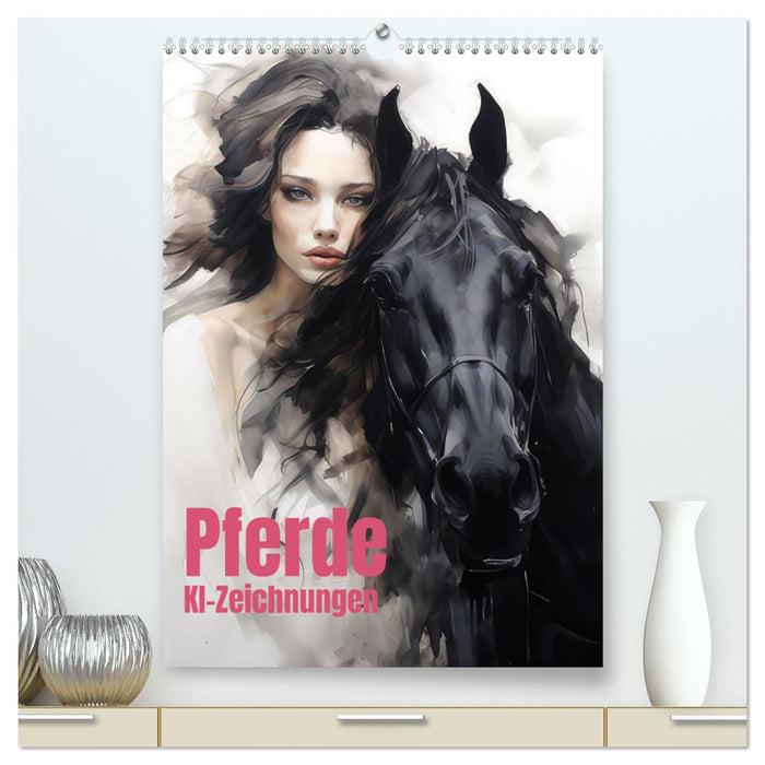 Pferde - KI-Zeichnungen (CALVENDO Premium Wandkalender 2025)