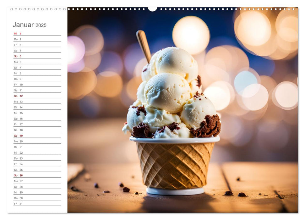 Köstliche Versuchung - Der zuckersüße Eiscreme Geburtstagskalender mit erfrischenden KI Eisgenüssen (CALVENDO Wandkalender 2025)