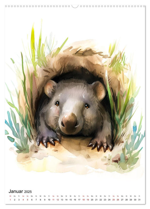 Australiens Tiere - Illustriert in Wasserfarben (CALVENDO Premium Wandkalender 2025)