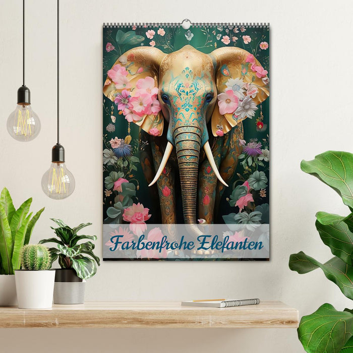 Éléphants colorés (Calendrier mural CALVENDO 2025) 