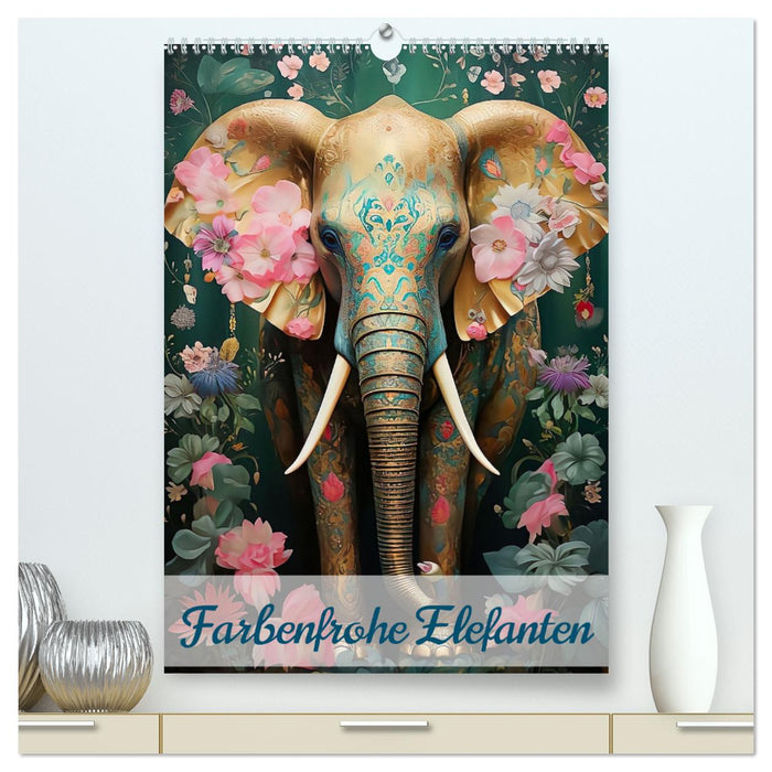 Farbenfrohe Elefanten (CALVENDO Premium Wandkalender 2025)