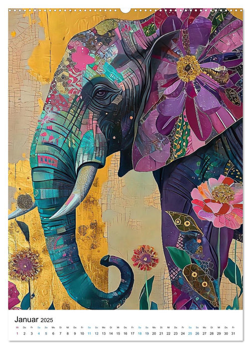 Éléphants colorés (Calendrier mural CALVENDO Premium 2025) 