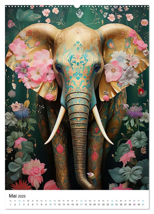 Farbenfrohe Elefanten (CALVENDO Premium Wandkalender 2025)