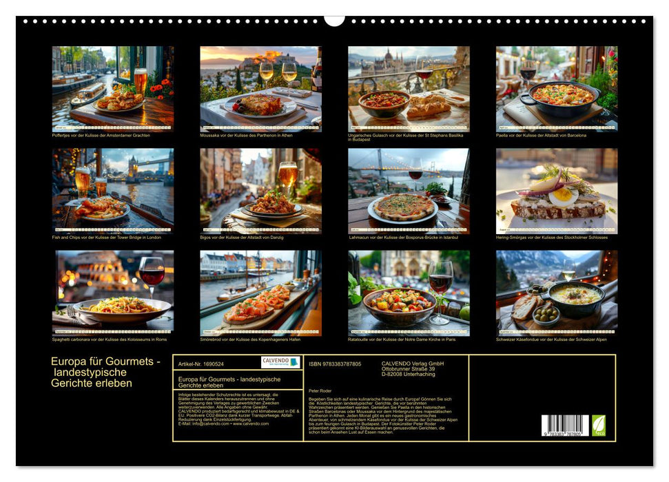 Europa für Gourmets - landestypische Gerichte erleben (CALVENDO Wandkalender 2025)