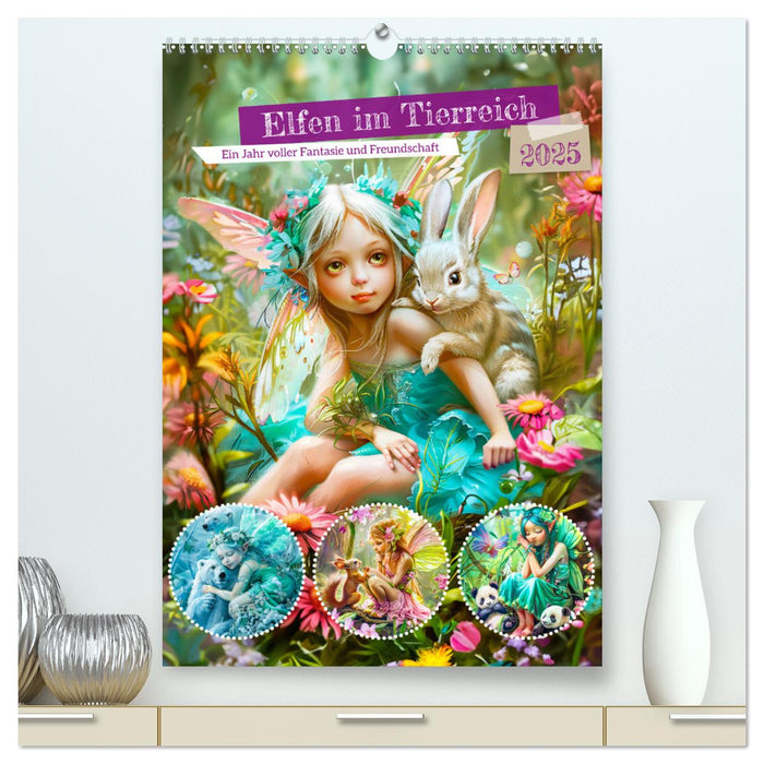 Elfen im Tierreich - Ein Jahr voller Fantasie und Freundschaft (CALVENDO Premium Wandkalender 2025)