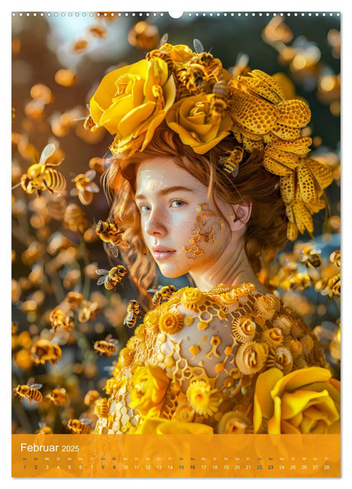 Bienenkönigin - Goldene Harmonie von Schönheit, Honig und Bienen (CALVENDO Premium Wandkalender 2025)