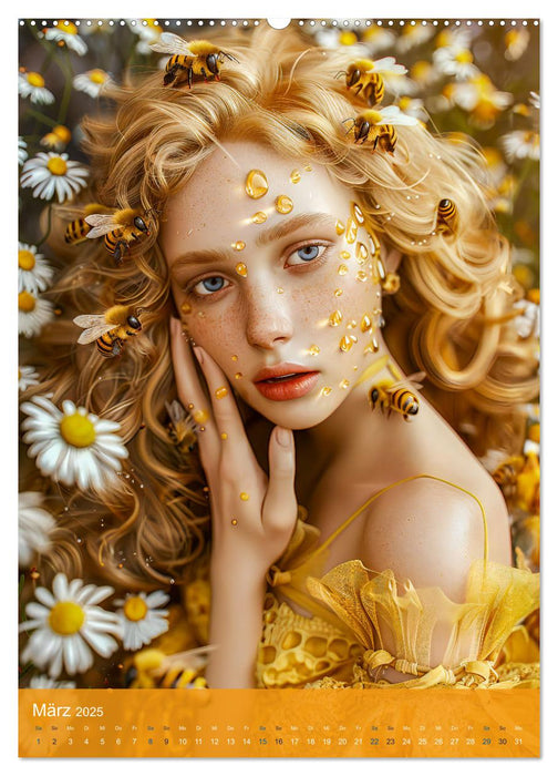 Bienenkönigin - Goldene Harmonie von Schönheit, Honig und Bienen (CALVENDO Premium Wandkalender 2025)