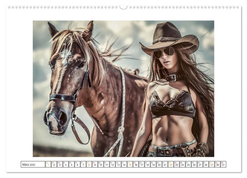 Sattel und Sinnlichkeit - Begegnungen mit den Verführerischen Cowgirls (CALVENDO Wandkalender 2025)