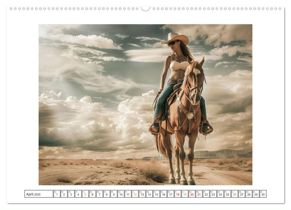 Sattel und Sinnlichkeit - Begegnungen mit den Verführerischen Cowgirls (CALVENDO Premium Wandkalender 2025)