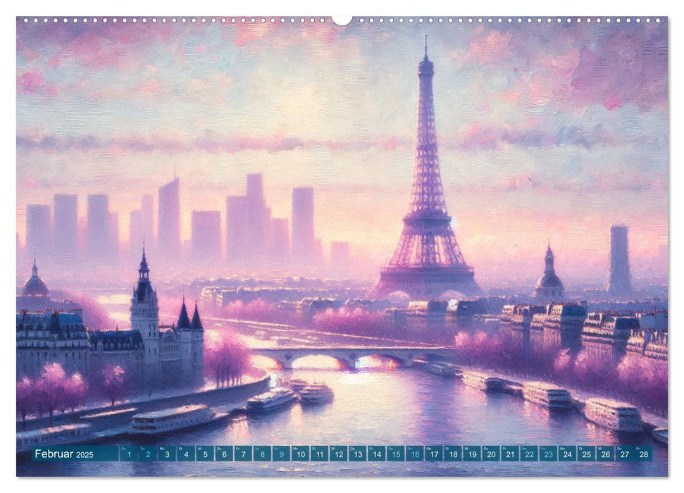 Impressionistische Skylines - Weltstädte von KI visualisiert (CALVENDO Wandkalender 2025)