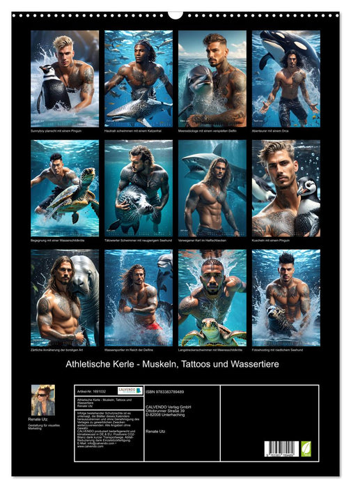 Athletische Kerle - Muskeln, Tattoos und Wassertiere (CALVENDO Wandkalender 2025)