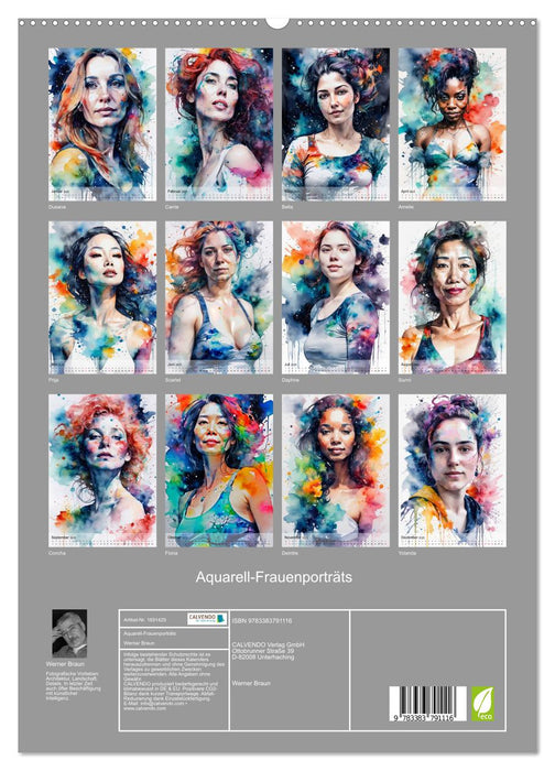 Aquarell-Frauenporträts (CALVENDO Premium Wandkalender 2025)
