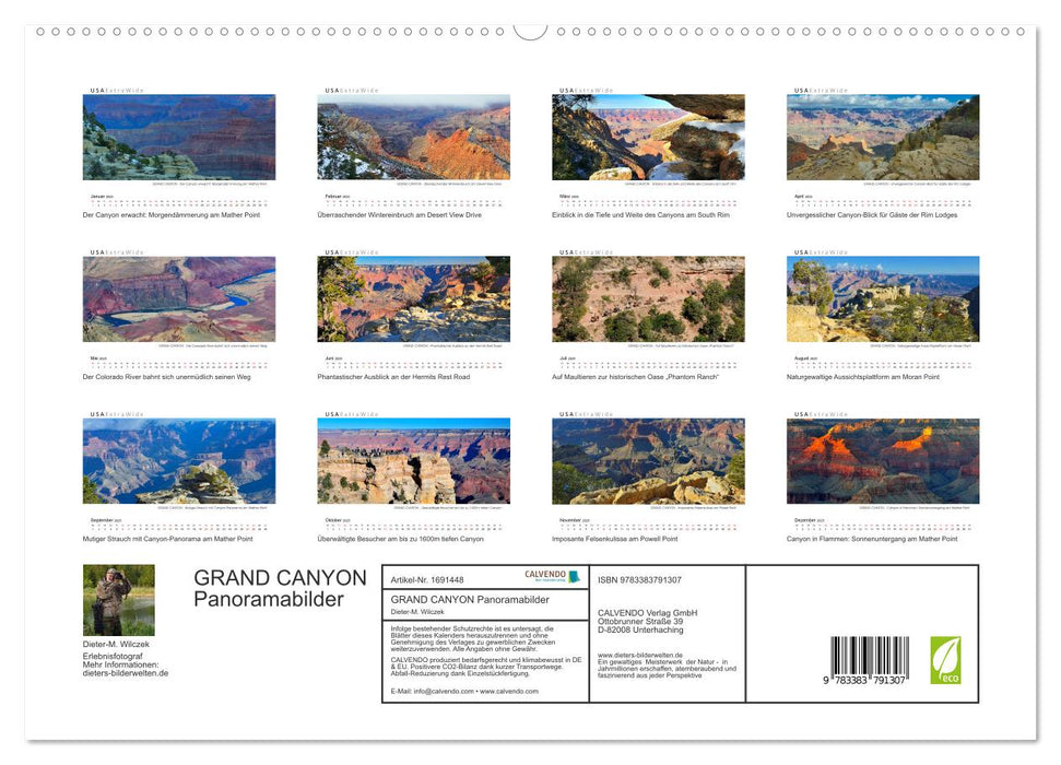GRAND CANYON Panoramabilder (CALVENDO Premium Wandkalender 2025)