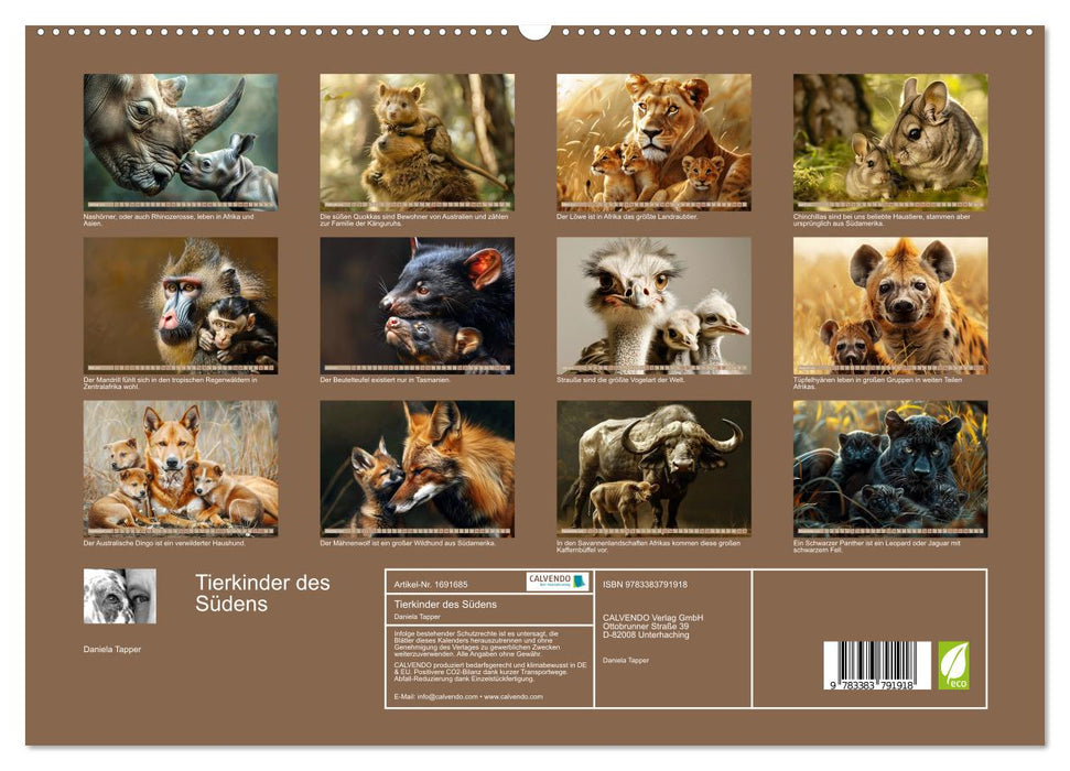 Tierkinder des Südens (CALVENDO Premium Wandkalender 2025)