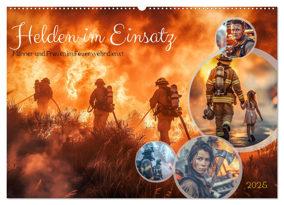 Helden im Einsatz - Männer und Frauen im Feuerwehrdienst (CALVENDO Wandkalender 2025)
