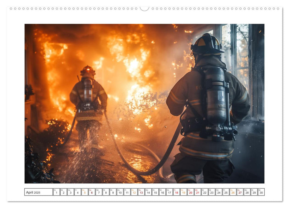 Helden im Einsatz - Männer und Frauen im Feuerwehrdienst (CALVENDO Wandkalender 2025)