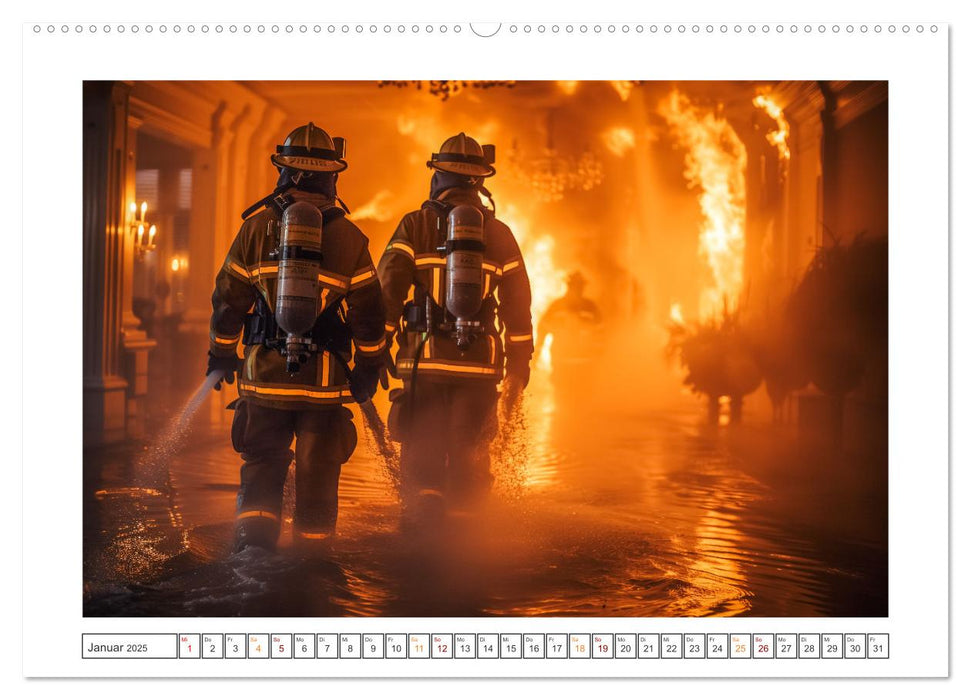 Helden im Einsatz - Männer und Frauen im Feuerwehrdienst (CALVENDO Premium Wandkalender 2025)
