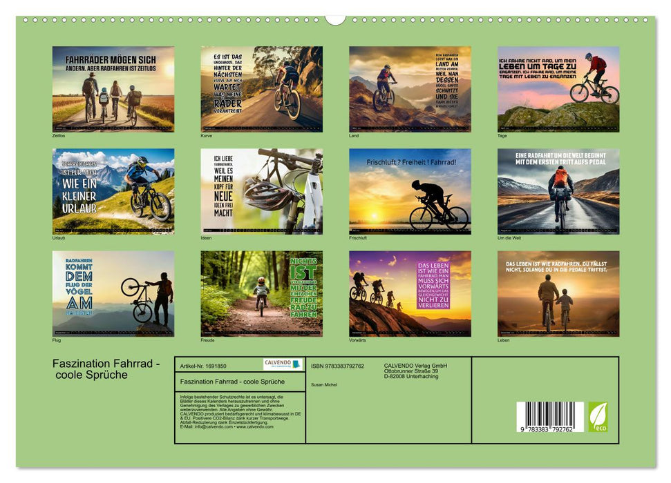Faszination Fahrrad - coole Sprüche (CALVENDO Premium Wandkalender 2025)