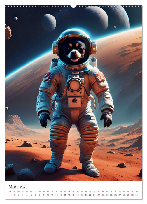 Chihuahua Abenteuer im Weltraum (CALVENDO Wandkalender 2025)