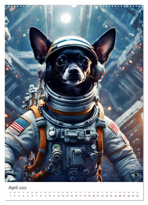 Chihuahua Abenteuer im Weltraum (CALVENDO Wandkalender 2025)