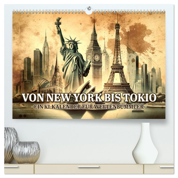 Von New York bis Tokio - Ein KI-Kalender für Weltenbummler (CALVENDO Premium Wandkalender 2025)