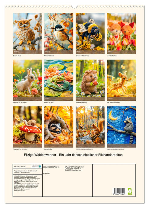 Filzige Waldbewohner - Ein Jahr tierisch niedlicher Filzhandarbeiten (CALVENDO Wandkalender 2025)
