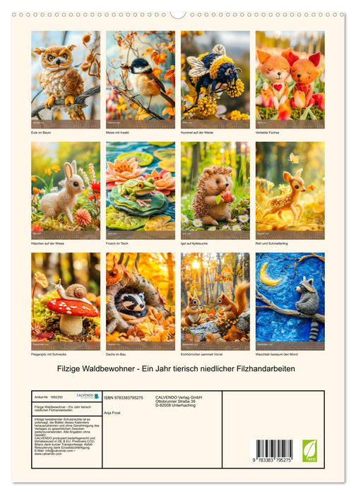 Filzige Waldbewohner - Ein Jahr tierisch niedlicher Filzhandarbeiten (CALVENDO Premium Wandkalender 2025)
