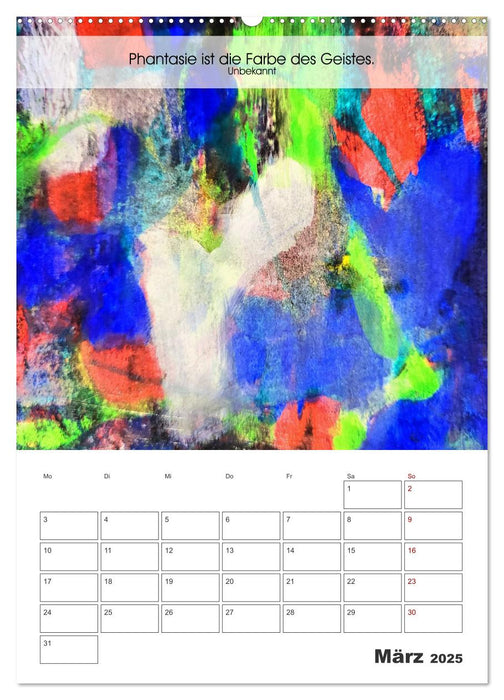 Farbenleuchten - Abstrakte Gouachemalerei mit Zitaten über die Farben (CALVENDO Wandkalender 2025)