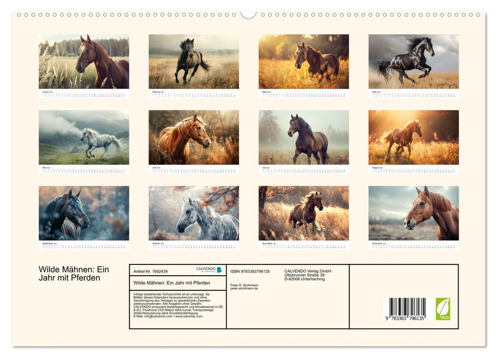 Wilde Mähnen: Ein Jahr mit Pferden (CALVENDO Premium Wandkalender 2025)