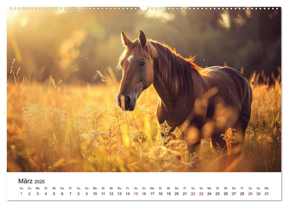 Wilde Mähnen: Ein Jahr mit Pferden (CALVENDO Premium Wandkalender 2025)