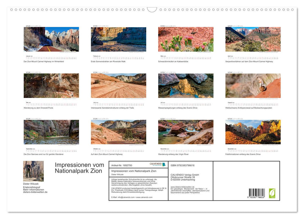 Impressionen vom Nationalpark Zion (CALVENDO Wandkalender 2025)