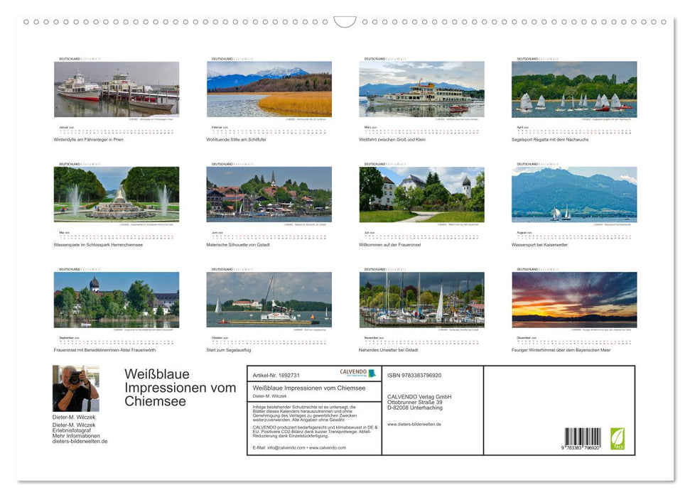 Impressions blanc-bleu du lac Chiemsee (calendrier mural CALVENDO 2025)