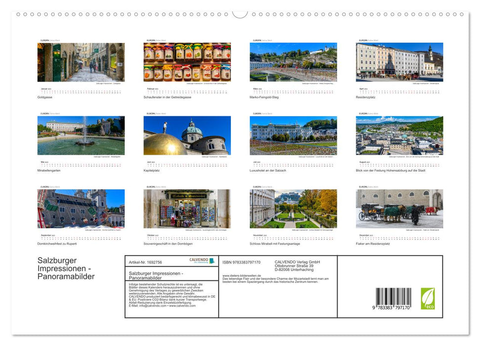 Salzburger Impressionen - Panoramabilder (CALVENDO Premium Wandkalender 2025)