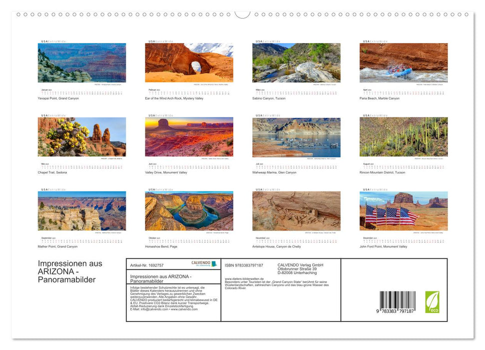 Impressionen aus ARIZONA - Panoramabilder (CALVENDO Premium Wandkalender 2025)