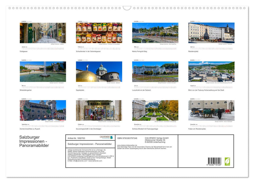 Impressions de Salzbourg - images panoramiques (calendrier mural CALVENDO 2025)