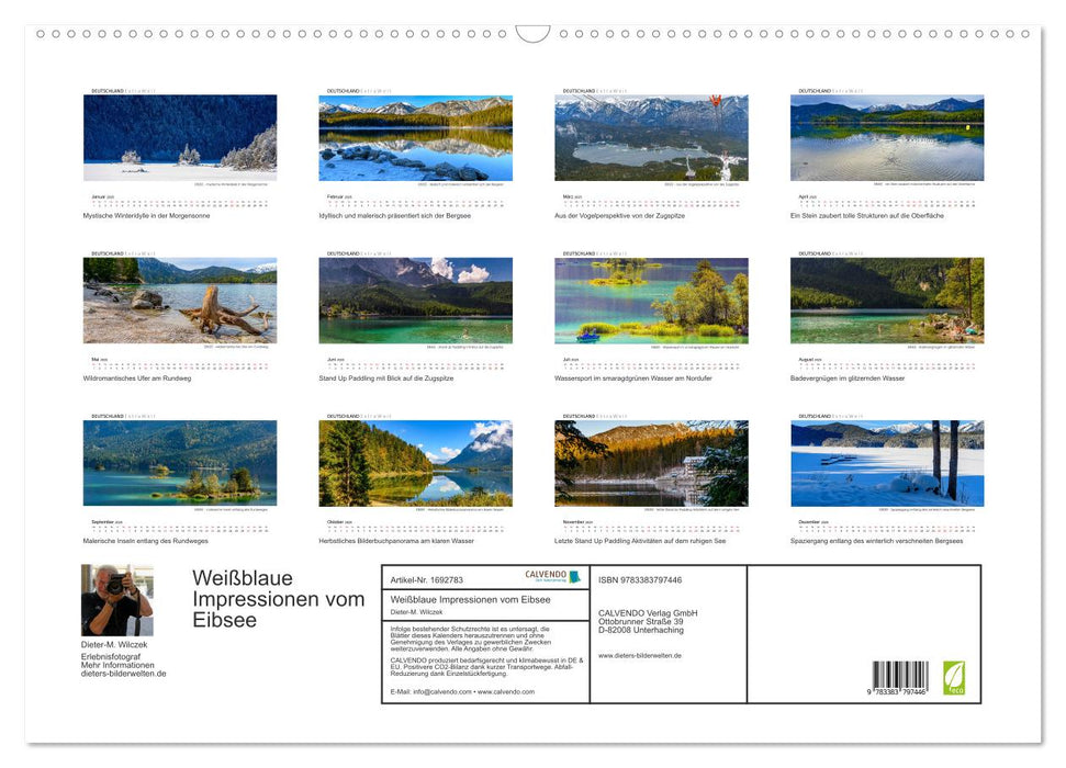 Weißblaue Impressionen vom Eibsee (CALVENDO Wandkalender 2025)