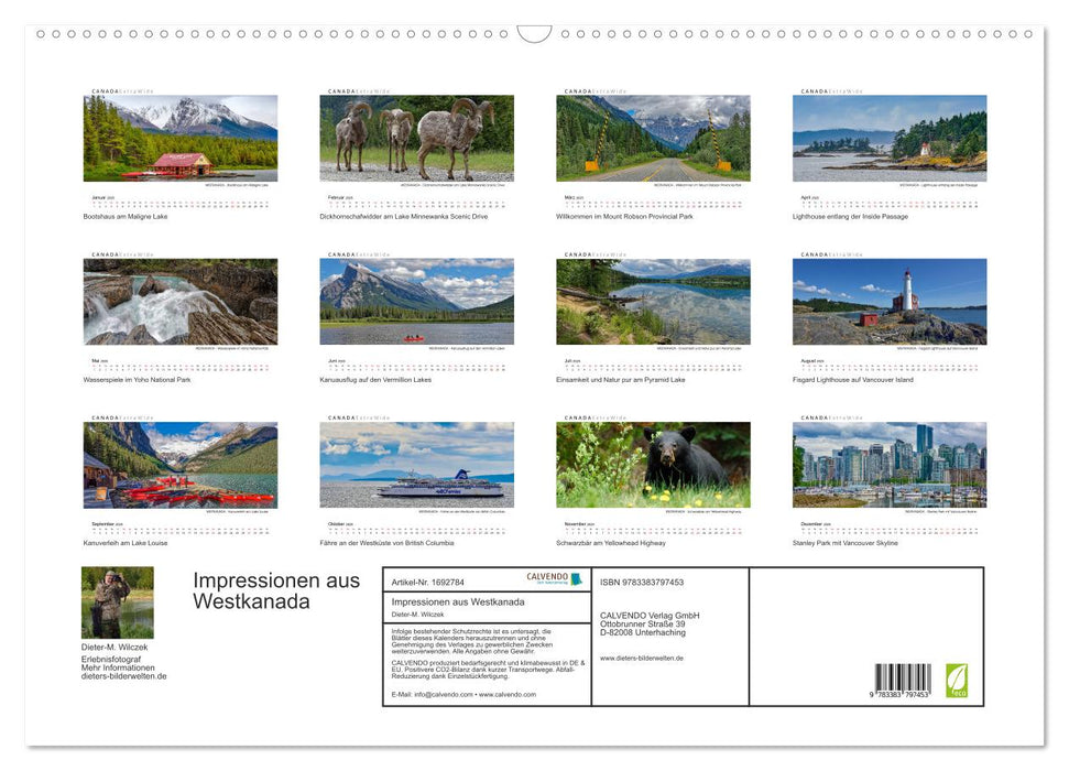 Impressionen aus Westkanada (CALVENDO Wandkalender 2025)