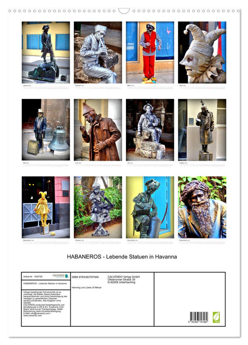 HABANEROS - Statues vivantes à La Havane (Calendrier mural CALVENDO 2025) 