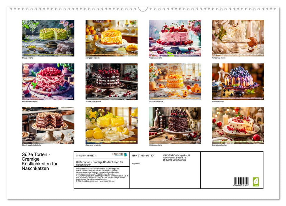 Gâteaux sucrés - des délices crémeux pour les gourmands (calendrier mural CALVENDO 2025) 
