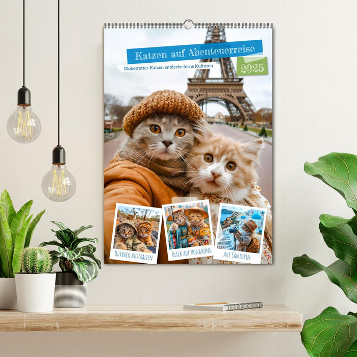 Chats en voyage d'aventure - Les chats globe-trotters découvrent des cultures lointaines (Calendrier mural CALVENDO 2025) 