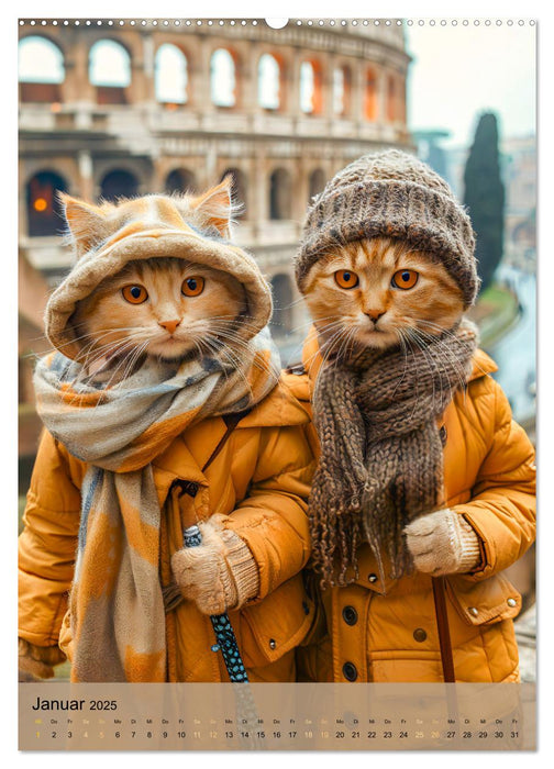 Katzen auf Abenteuerreise - Globetrotter-Katzen entdecke ferne Kulturen (CALVENDO Wandkalender 2025)