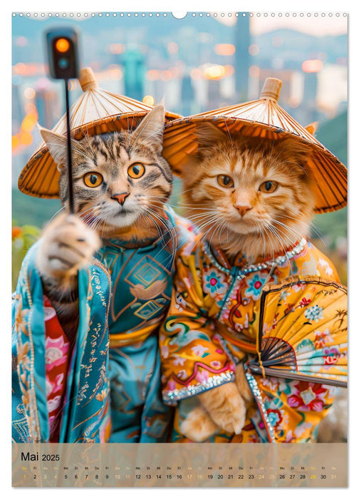Chats en voyage d'aventure - Les chats globe-trotters découvrent des cultures lointaines (Calendrier mural CALVENDO 2025) 