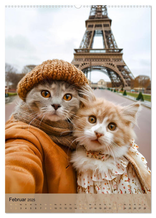 Chats en voyage d'aventure - Les chats globe-trotters découvrent des cultures lointaines (Calendrier mural CALVENDO Premium 2025) 