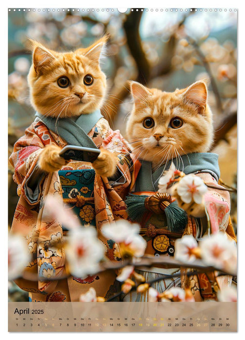 Chats en voyage d'aventure - Les chats globe-trotters découvrent des cultures lointaines (Calendrier mural CALVENDO Premium 2025) 