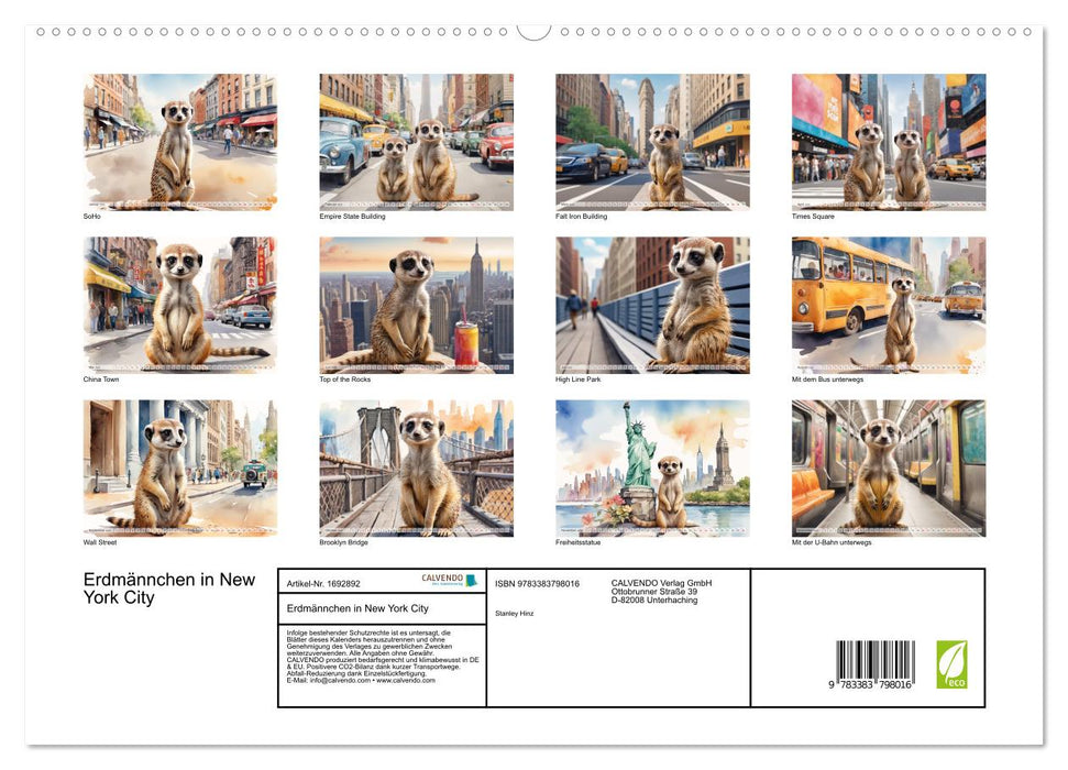 Erdmännchen in New York City (CALVENDO Premium Wandkalender 2025)