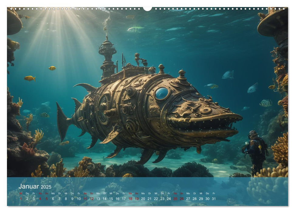 Steampunk - Unterwasser Roboter (CALVENDO Wandkalender 2025)