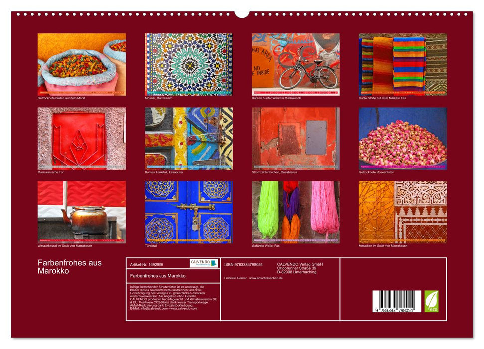 Choses colorées du Maroc (Calendrier mural CALVENDO Premium 2025) 