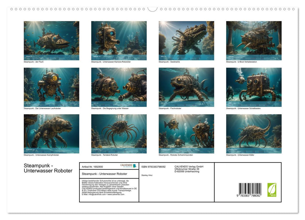 Steampunk - Unterwasser Roboter (CALVENDO Premium Wandkalender 2025)