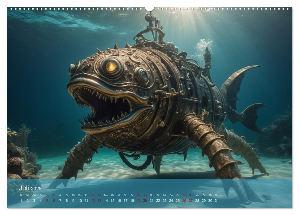 Steampunk - Unterwasser Roboter (CALVENDO Premium Wandkalender 2025)