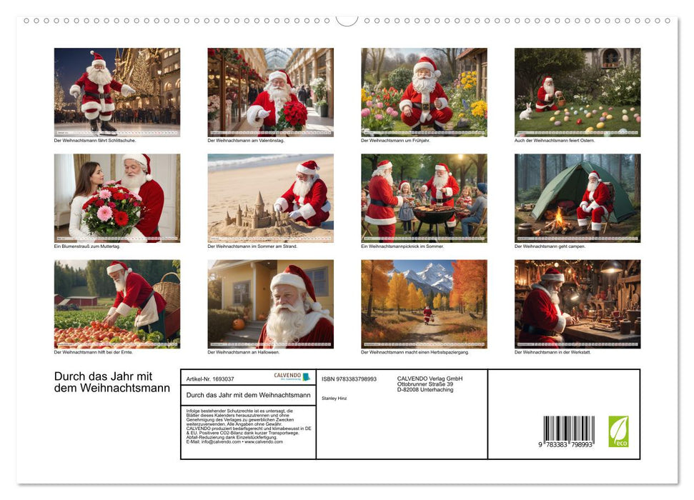 Durch das Jahr mit dem Weihnachtsmann (CALVENDO Premium Wandkalender 2025)